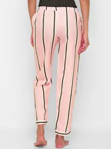 NOIRA Women Pink & Black Striped Cotton Lounge Pant