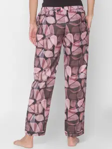 NOIRA Women Pink & Black Printed Cotton Lounge Pant