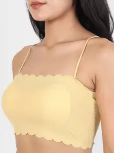 Lebami Yellow Seamless Non-Wired Bandeau Bra With Rapid Dry Technology