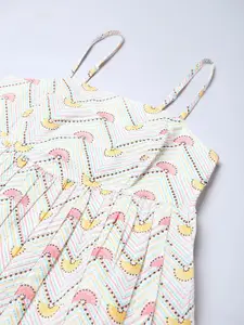 Fabindia White Ethnic Motifs Empire Dress