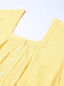 Fabindia Yellow Blouson Crop Top