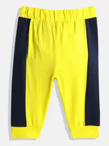 Allen Solly Junior Boys Yellow Brand Logo Print Pure Cotton Joggers