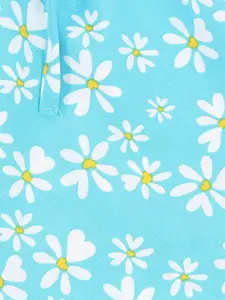 CUTECUMBER Girls Pack Of 2 Blue & Grey Floral Printed Shorts