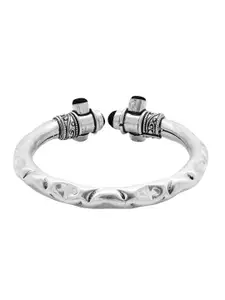 TEEJH Women Set Of 3 Silver-Plated & Black Oxidised Cuff Bracelet