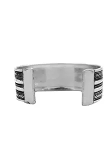 TEEJH Women Set Of 2 Silver-Toned Oxidised Kada Bracelet