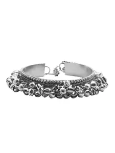 TEEJH Women Set of 3 Oxidised Silver-Plated Bangle-Style Bracelets