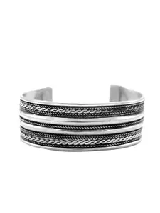 TEEJH Women Silver-Toned Set of 3 Silver-Plated Bangle-Style Bracelet