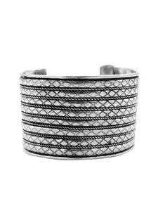 TEEJH Women Silver-Toned Set of 3 Silver-Plated Bangle-Style Bracelet