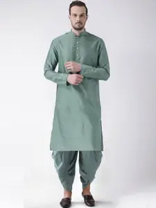 KISAH Men Green & Beige Kurta With Patiala & With Jacket