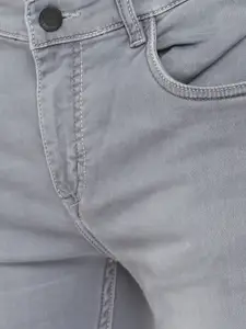 Turtle Men Grey Narrow Tapered Fit Heavy Fade Cotton Jeans