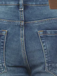 Turtle Men Navy Blue Narrow Tapered Fit Low Distress Heavy Fade Jeans