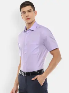 Louis Philippe Men Purple Cotton Formal Shirt