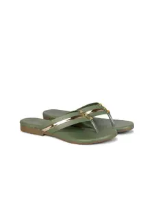 Denill Women Green Open Toe Slip On Flats