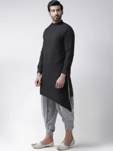 KISAH Men Regular Fit Solid Asymmetric Kurta Dhoti Set