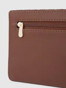 Baggit Women Brown & Gold-Toned Printed Three Fold Wallet