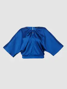 Vero Moda Blue Keyhole Neck Blouson Top