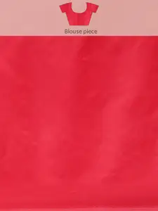 VAIRAGEE Coral & Golden Ethnic Motifs Banarasi Woven Design Saree