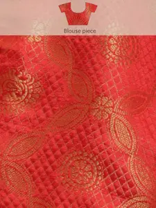 VAIRAGEE Red & Golden Ethnic Motifs Pure Silk Kanjeevaram Saree