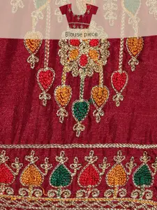 VAIRAGEE Pink Embellished Embroidered Khandua Silk Saree