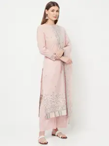 Safaa Peach-Coloured & Grey Unstitched Dress Material