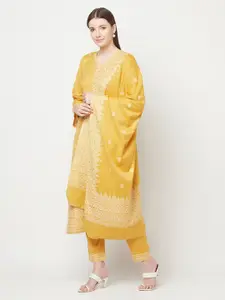 Safaa Yellow & White Unstitched Dress Material