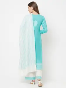 Safaa Sea Green & White Unstitched Dress Material