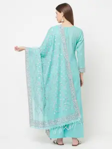 Safaa Sea Green & Pink Unstitched Dress Material