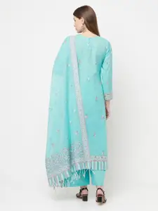 Safaa Sea Green & Pink Unstitched Dress Material