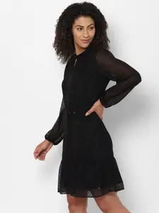 Allen Solly Woman Black Keyhole Neck A-Line Dress