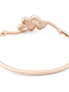 AMI Women Rose Gold & White Brass Cubic Zirconia Rose Gold-Plated Kada Bracelet