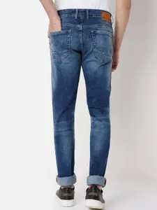 Mufti Men Blue Slim Fit Low Distress Light Fade Stretchable Jeans