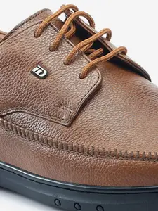 ID Men Tan Brown Solid Leather Formal Derbys
