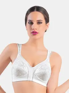 Dazzle White Embroidered Satin Minimizer Bra