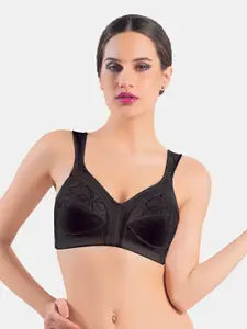 Dazzle Black Embroidered Satin Minimizer Bra