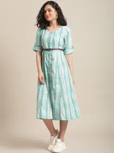 Varanga Women Turquoise Blue Printed Kurta