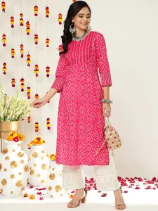 Varanga Pink Ethnic Motifs Embellished Kurta