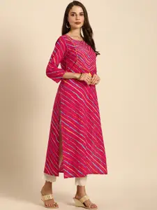 Varanga Women Fuchsia Leheriya Printed Kurta