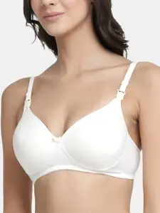 Inner Sense White & Red Floral Bra Lightly Padded