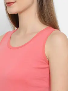 Floret Women Pack Of 2 Rose Pink & Maroon Solid Camisoles