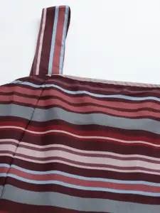 Style Quotient Multicoloured Striped Crepe Peplum Top