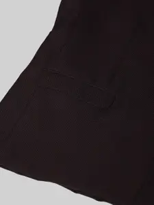 V Dot Men Black Solid Woven-Design Nehru Jacket