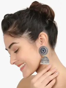 Adwitiya Collection Silver-Plated Dome Shaped Jhumkas Earrings