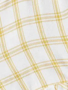 People Yellow & White Checked Flutter Sleeves Ruffled Top