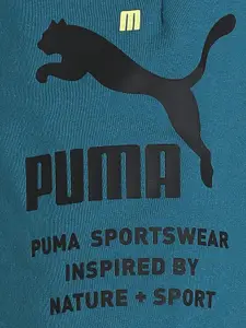 Puma Men Blue Printed Loose Fit Training or Gym Cotton Sports Shorts