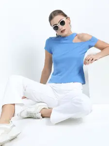 Tokyo Talkies Blue Solid Top