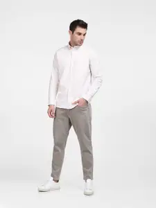 SELECTED Men Beige Striped Organic Cotton Casual Shirt