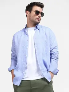 SELECTED Men Blue Regular Fit Linen Casual Shirt