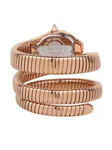 Just Cavalli Women Rose Gold-Toned Brass Embellished Dial & Bracelet Style Analogue Watch
