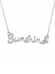 AQUASTREET Silver-Plated & White Sunshine Word Pendant With Chain