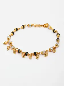 PANASH Women Gold-Toned & White Brass Gold-Plated Charm Bracelet